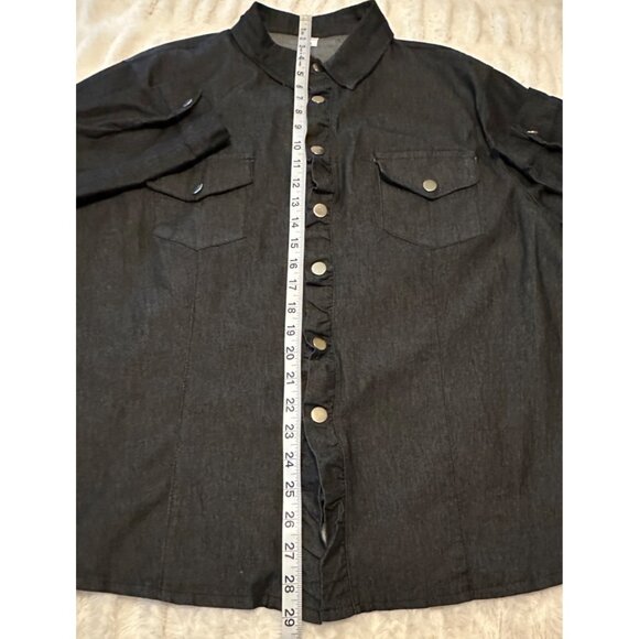 Women's Gray Button-Down Casual Shirt Viscose Polyester Blend Size XL - Picture 7 of 16